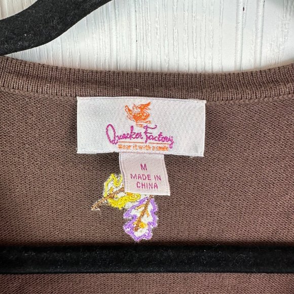 Quacker Factory Brown sweater with Built in pink‎ top Fall Theme Size Medium - Picture 3 of 4